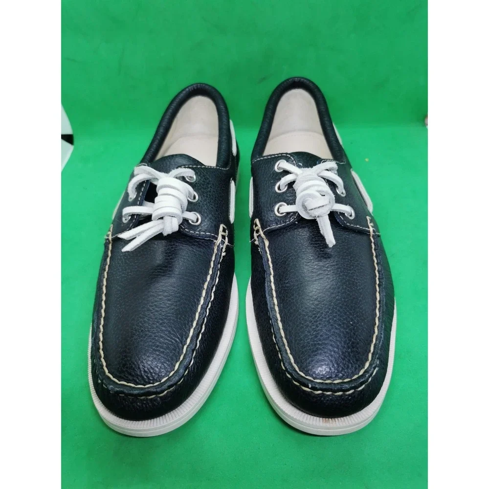 Rare Cole Haan Men's Size 10.5M Navy Blue Leather Causal Slip On Boat Shoes